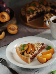 A piece of a plum cake