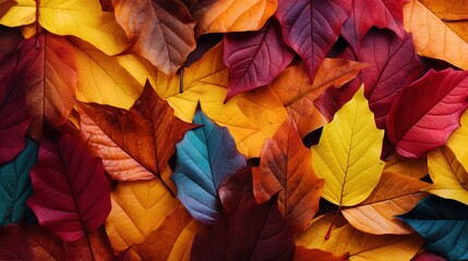 Multicolored autumn leaves, texture. Generative AI