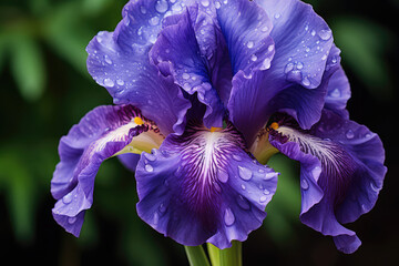 Closeup of a purple iris flowers