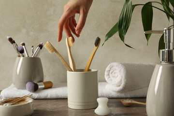 Self care concept, bamboo accessories for self care