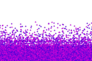Illustration of Surreal Gradient Purple Blue Fallen Leaves on transparent background, png file