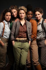 Fototapeta premium Diverse group of female friends having fun, generative ai
