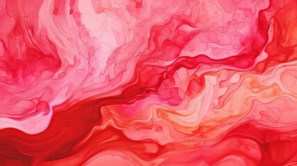 Creative abstract mixed coral color painting with marble effect panorama. Generative Ai