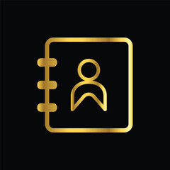 address book icon, vector, template, logo, trendy, collection, flat, design, gold