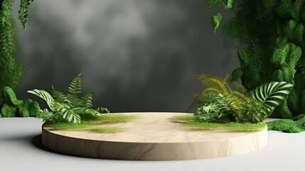 nature mockup podium for product made with Generative AI