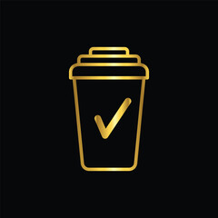 coffee cup icon, vector, template, logo, trendy, collection, flat, design, gold