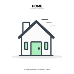 Minimal modern home, homepage, base, main page, house push button icon emblem symbol, sign. 3d blue home icon. Mobile app icons. Device UI UX mockup. Isolated vector elements.
