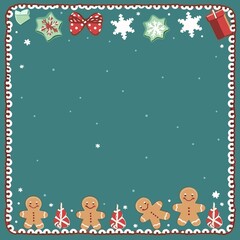 Frame with Christmas ornaments. Vector frame with christmas symbols.