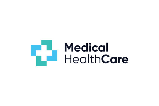 Cross medical health logo design vector