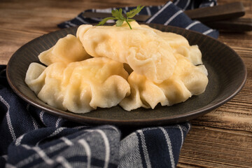 Appetizing traditional East Europe dumplings (pierogi) with cheese.