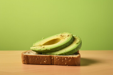 Greenery natural ingredient avocado wholewheat bread toast modern technology template virtual visual generative ai green background - Powered by Adobe