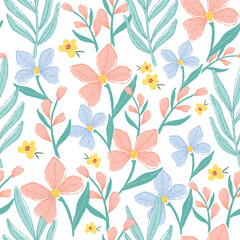 cute flower abstract hand drawn vector seamless pattern 02