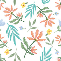cute flower abstract hand drawn vector seamless pattern-01