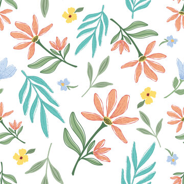 cute flower abstract hand drawn vector seamless pattern-01