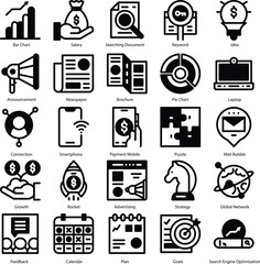 set of marketing icons, seo, analytics, ads, business by Rasamastudio
