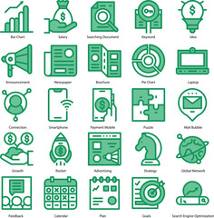 set of marketing icons, seo, analytics, ads, business by Rasamastudio