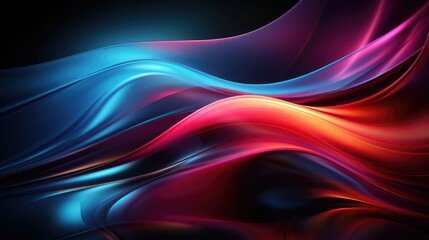 Neon colored waves on a dark background abstract glowing spectrum lines psychedelic aesthetic 3d rendering