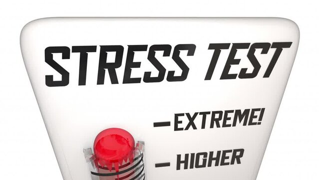 Stress Test Thermometer Level High Risk Default Financial Bank 3d Animation