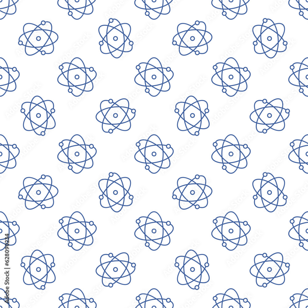 Poster atom vector molecule concept outline seamless pattern