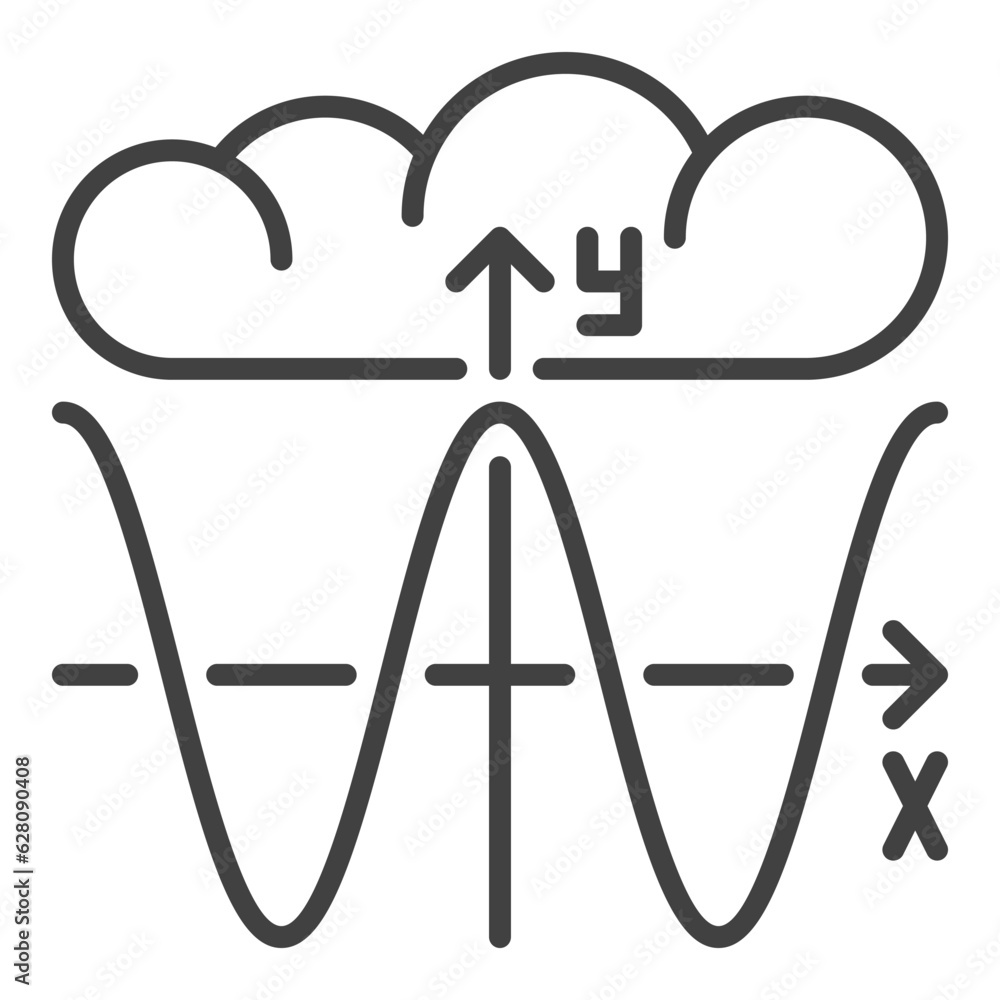 Poster cloud with math graph vector concept linear icon or sign