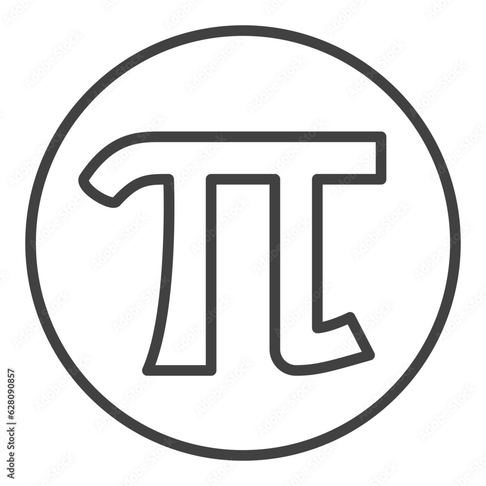 Poster pi symbol in circle vector concept outline round icon