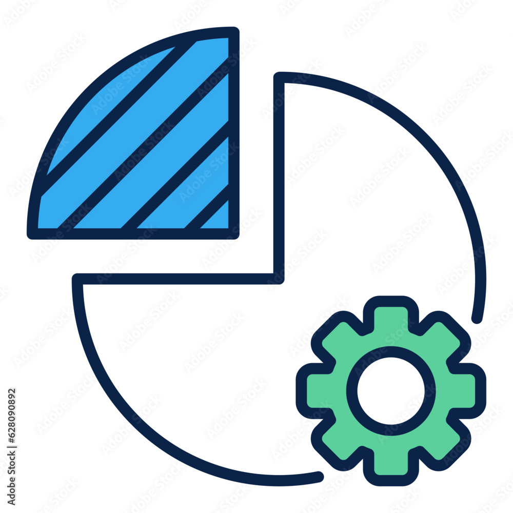 Poster pie chart with cog wheel vector stem concept colored icon