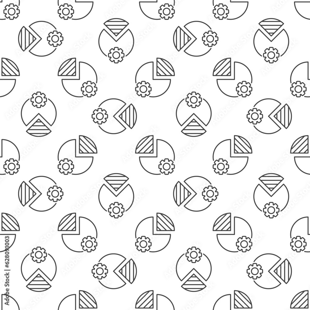 Poster pie chart with gear vector stem concept line seamless pattern