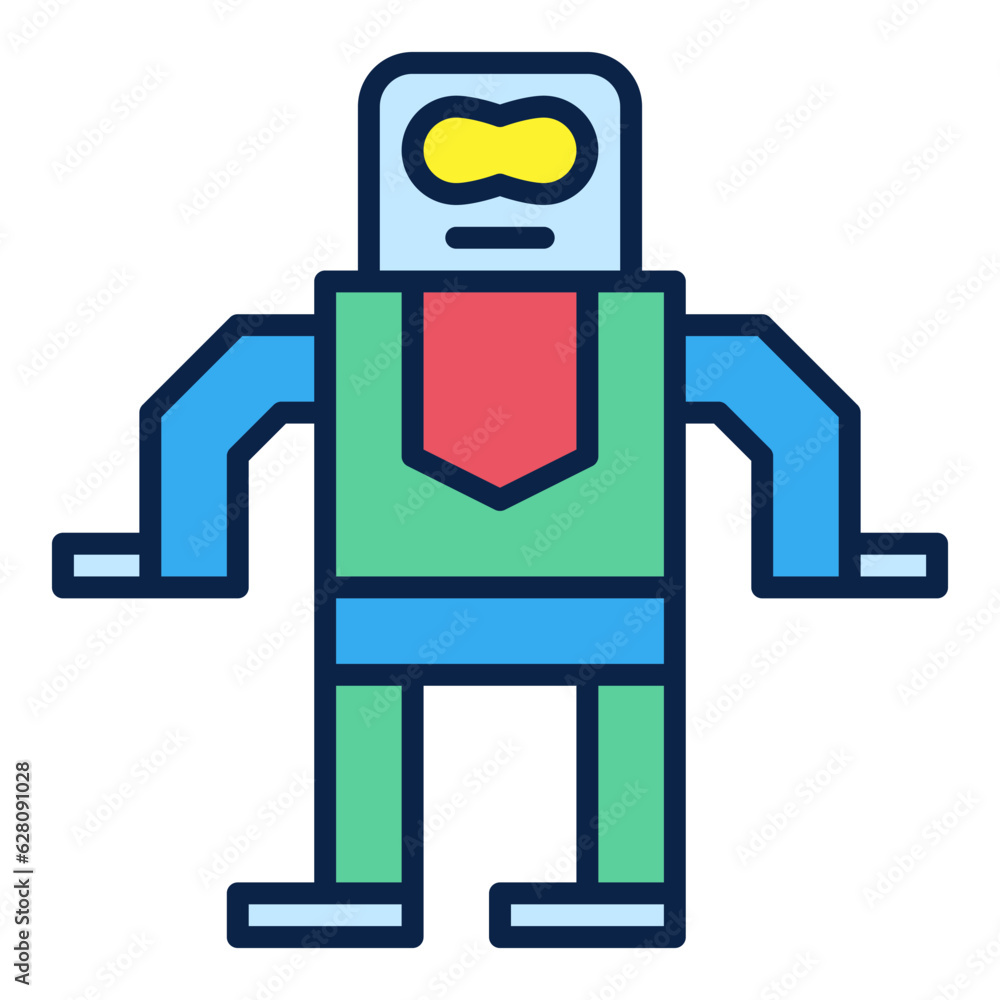 Poster retro robot vector concept colored modern icon