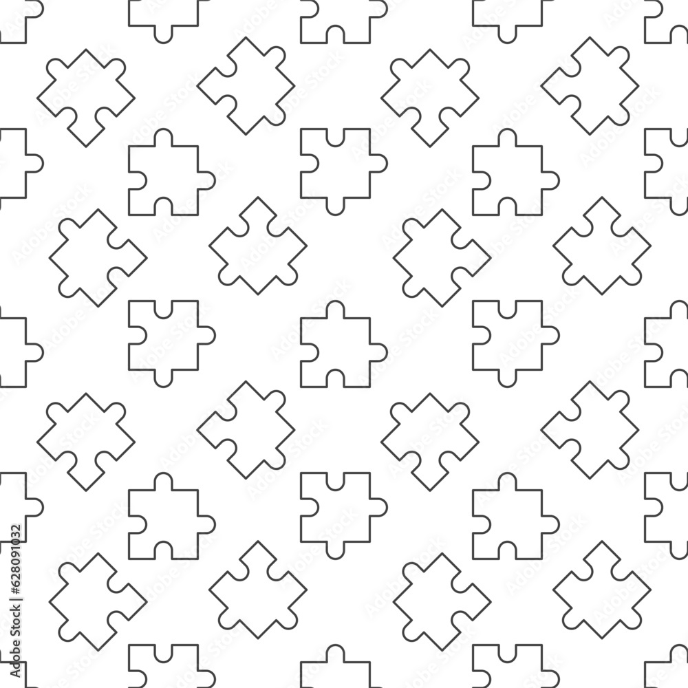 Poster puzzle vector concept simple outline seamless pattern