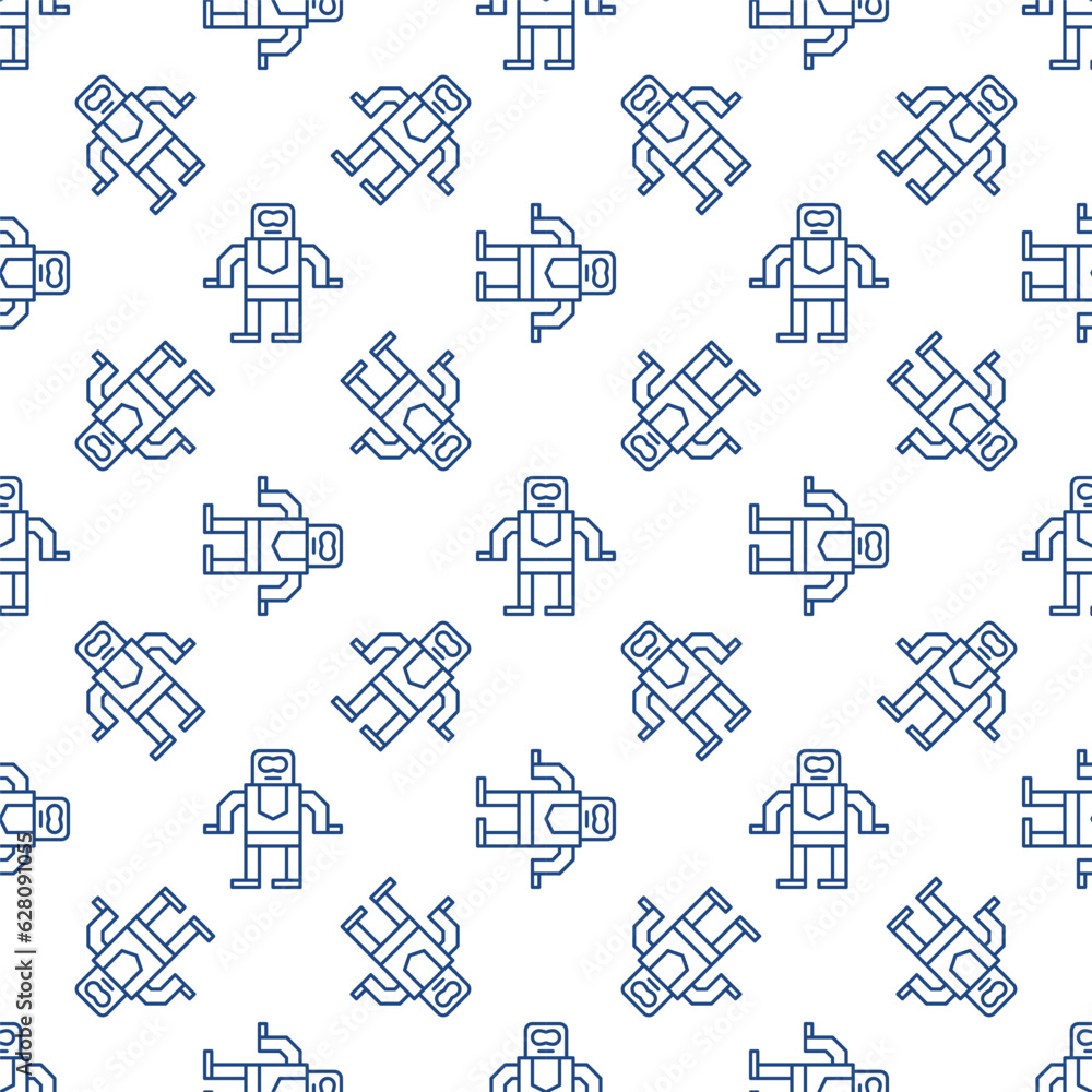 Poster robot vector concept simple outline seamless pattern