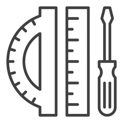 Ruler with Screwdriver and Protractor vector STEM concept linear icon © tentacula