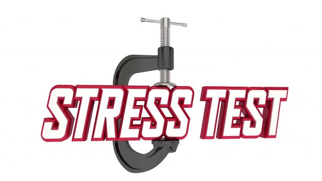 Stress Test Words Vice Squeeze Risk of Financial Default Bank Test 3d Animation