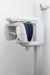 Fototapeta na wymiar Detail Dental Panoramic Radiograph equipment isolated on white. Dental x-ray equipment