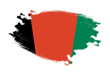Abstract stroke brush textured national flag of Afghanistan on isolated white background