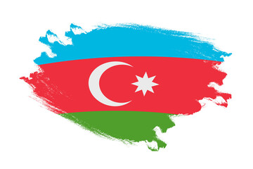 Abstract stroke brush textured national flag of Azerbaijan on isolated white background