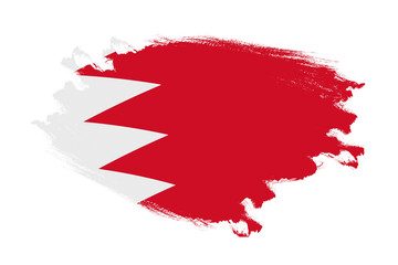 Abstract stroke brush textured national flag of Bahrain on isolated white background