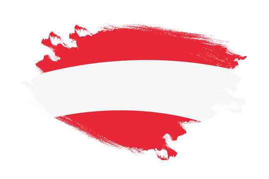 Abstract stroke brush textured national flag of Austria on isolated white background