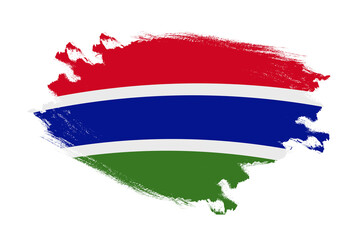 Abstract stroke brush textured national flag of Gambia on isolated white background