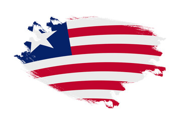 Abstract stroke brush textured national flag of Liberia on isolated white background