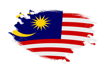 Abstract stroke brush textured national flag of Malaysia on isolated white background