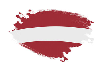 Abstract stroke brush textured national flag of Latvia on isolated white background