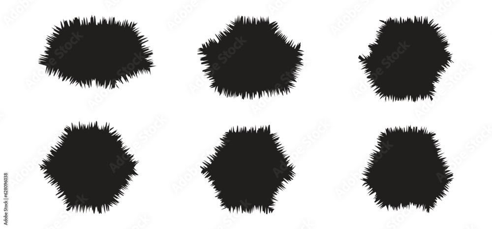 Aufkleber blob shape set. liquid irregular blob shape set. set of abstract black liquid elements. organic shap
