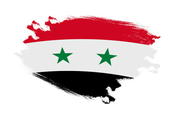 Abstract stroke brush textured national flag of Syria on isolated white background