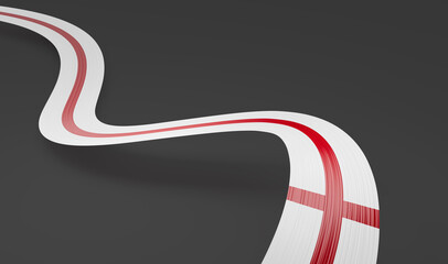 Obraz premium 3d Flag Of England 3d Wavy Shiny England Ribbon Isolated On Grey Background, 3d illustration