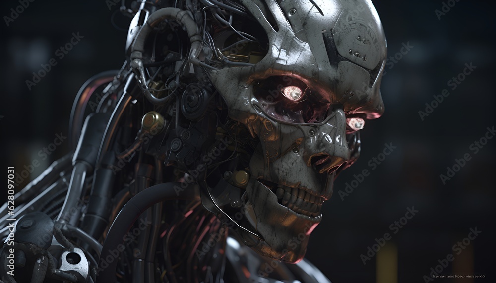 Poster mixed with ai and cybernetic technology.realistic, hyper detailed by generative ai