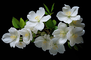 Obraz na płótnie Canvas White flowers with green leaves