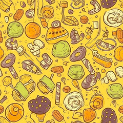 Illustration seamless pattern cartoony style, sweet candy style.