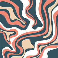 Modern liquify lines colorful background. Abstract liquify line background. Groovy 70s background wavy lines banner. Abstract geometric retro psychedelic style swirl illustration. 