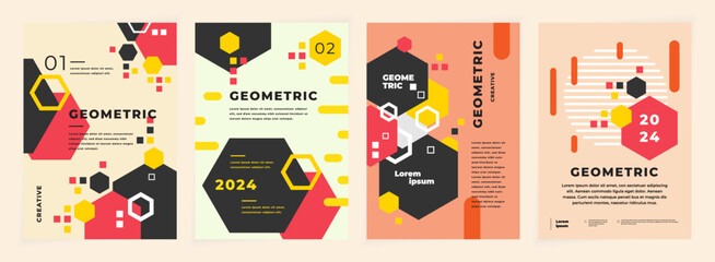 Geometric Banner. Set of Vector illustrations. Flat and clean style backgrounds