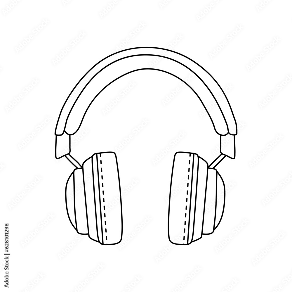 Sticker Doodle style headphones vector illustration